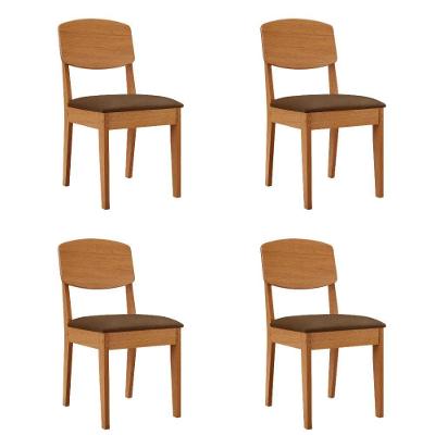 Conjunto com 4 Cadeiras para Sala de Jantar Copper MDF Veludo Marrom