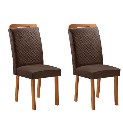 Conjunto 2 Cadeiras Aline Estrutura MDF Veludo Marrom Moderna 56CM