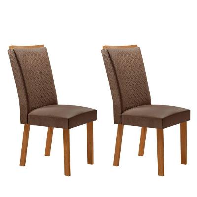 Conjunto 2 Cadeiras Lisa Estrutura MDF Veludo Café Moderna 60CM Sala Jantar