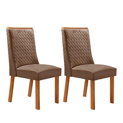 Conjunto 2 Cadeiras Carolina Estrutura em MDF Veludo Capuccino Naturalle Moderna 45CM