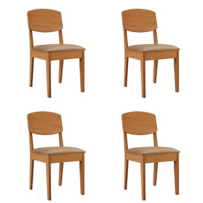 Conjunto com 4 Cadeiras para Sala de Jantar Copper Mdf Estofado Amadeirado Moderna