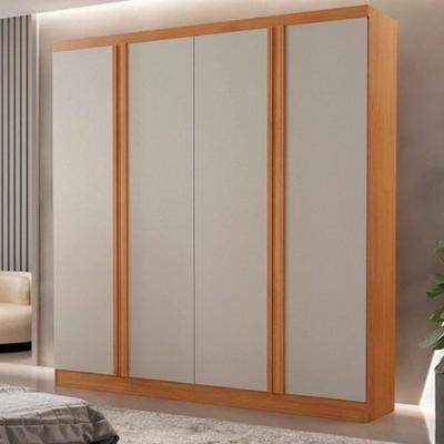 Guarda Roupa Solteiro Gales 4 Portas Bater 3 Gavetas MDF Naturalle-off-off Moderna
