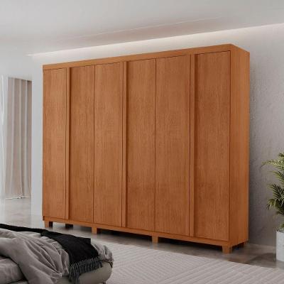 Guarda Roupa Casal Ortiz 6 Portas de Bater 2 Gavetas MDF Naturalle Moderna