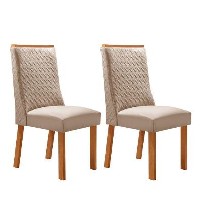 Conjunto com 2 Cadeiras Carolina MDF Veludo Creme Moderna 45CM