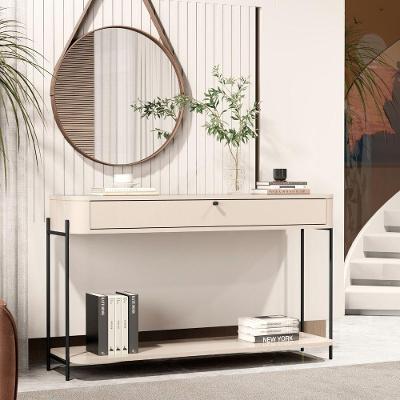 Aparador Vila Serena 1 Gaveta MDF 123CM Off White e Preto Bechara Móveis