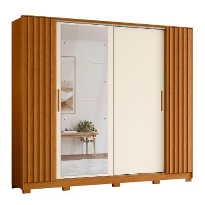 Guarda Roupa Casal Gael 4 Portas de Bater 4 Gavetas MDP com Espelho Cinamomo Off White Albatroz