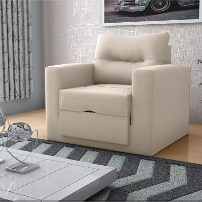 Sofá Cama Murilo 1 Lugar 93CM Bege Suede Matrix para Sala de Estar Abertura Frontal