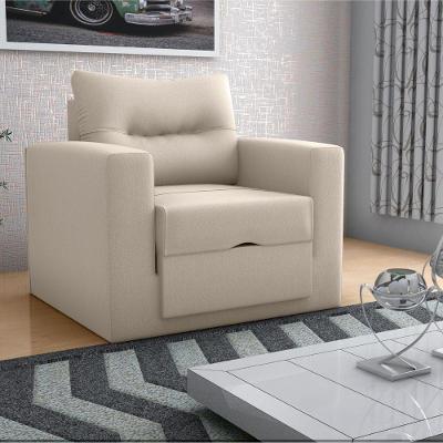 Sofá Cama Natura 1 Lugar Reclinável 93CM Bege Suede Matrix Moderno Liso