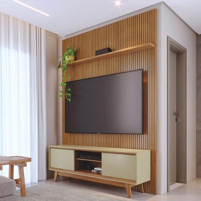 Conjunto Painel e Rack Valência para TV 75 Polegadas MDP Cumaru Opala Casah