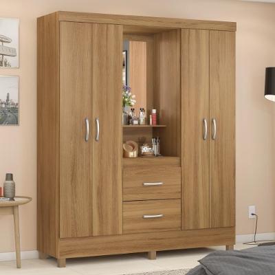 Guarda Roupa Casal Jardim da Serra Ravenna 4 Portas 2 Gavetas MDP Amêndola Demóbile