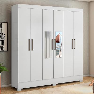 Guarda Roupa Casal Ferrara 6 Portas 3 Gavetas MDP com Espelho Branco Demóbile
