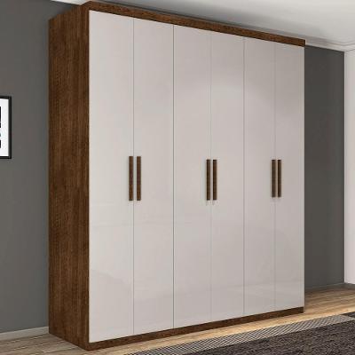 Guarda Roupa Casal Elisa 6 Portas de Bater 3 Gavetas MDP MDF Malbec Off White Framar