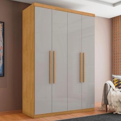 Guarda Roupa Solteiro Alba 4 Portas de Bater 4 Gavetas MDF Naturalle Off White Framar