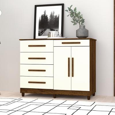 Cômoda Ravel 2 Portas 5 Gavetas MDP Puxadores MDF Imbuia Vila Rica