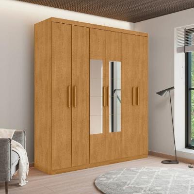 Guarda Roupa Casal Lume Nobre 6 Portas 3 Gavetas MDP com Espelho Naturalle Framar