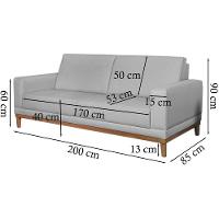 Sofa 3 Lugares 200 Cm Crons Linho Cinza Vazzano Cinza - 6