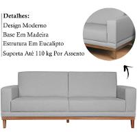 Sofa 3 Lugares 200 Cm Crons Linho Cinza Vazzano Cinza - 7