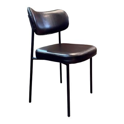 Cadeira Decorativa Sala de Jantar Lívia C01 Aço Estofada Couríssimo Preto