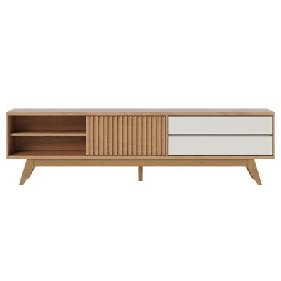 Rack para TV Meraki 75 Polegadas MDP MDF Ripado Freijó Off White Colibri Móveis