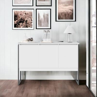 Buffet Atria 3 Portas MDP Perfex 15mm Estrutura Aco Branco Preto Casah