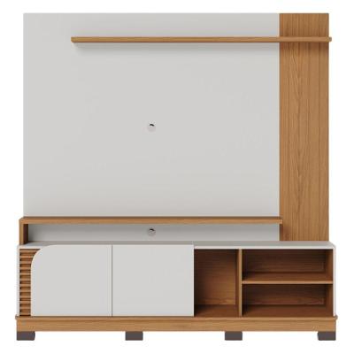 Home para TV Pérola para TV 75 MDF-MDP Ripado Frisado Off White Matte Freijó Colibri Móveis