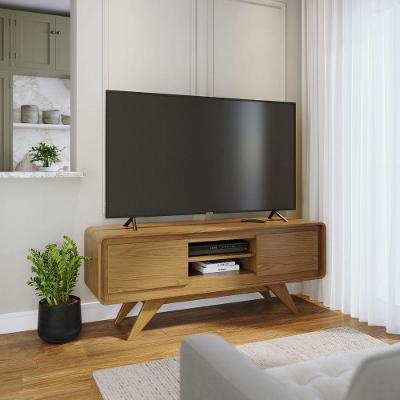 Rack Bancada para TV Lince Retrô 150CM MDP Off White Madeira Nature Lukaliam Móveis