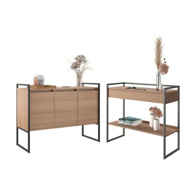 Conjunto de Buffet e Aparador Amora Industrial 3 Portas 1 Gaveta Montana Casah