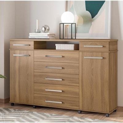Cômoda Mistral 2 Portas 7 Gavetas MDP Puxadores Plástico Amêndola Demóbile
