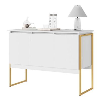 Buffet Maya Industrial 3 Portas MDP Branco Dourado Casah