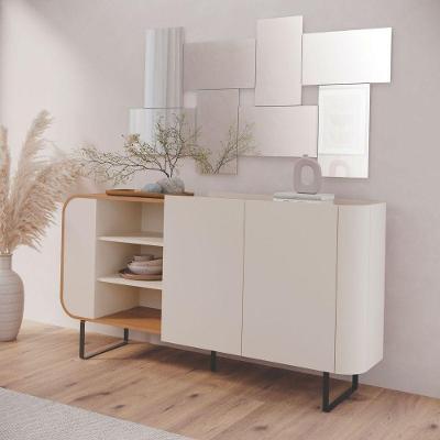 Conjunto de Balcão Buffet e Aparador Nexo Moderno 2 Portas 1 Gaveta MDP 160CM Off White Lukaliam