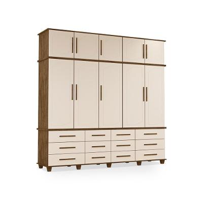 Guarda Roupa Casal Eron 10 Portas de Bater 12 Gavetas MDF Malbec Off White