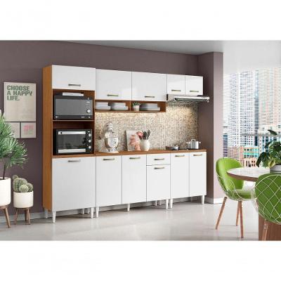 Cozinha Compacta com Balcao Atenas 9 Portas 1 Gaveta MDF MDP Cinamomo Branco