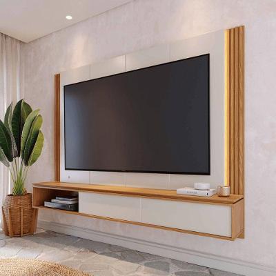 Painel para TV Tom 75" 217CM MDP MDF com Porta Correr Off White Matte Freijo Colibri Móveis