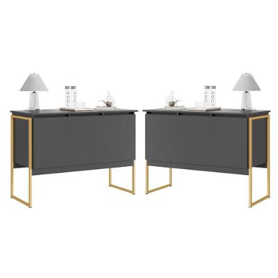 Conjunto Buffet Solar Nobre 3 Portas MDP Preto Dourado Casah