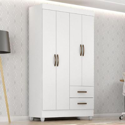 Guarda Roupa Solteiro Keeper 4 Portas 2 Gavetas MDP Branco Leão Móveis