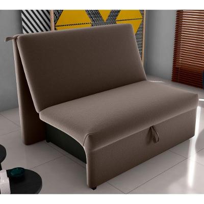 Sofá Cama Élide 2 Lugares 113CM Marrom Veludo Matrix com Alça para Abertura Frontal
