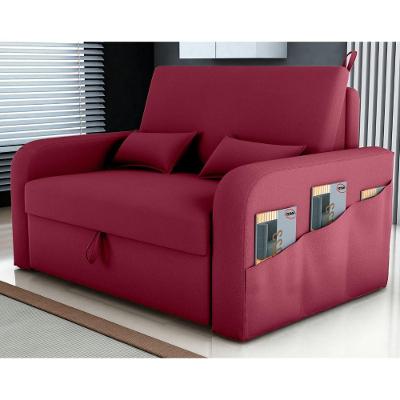 Sofá Cama Lívia 2 Lugares 140CM Vinho Veludo Baú Matrix
