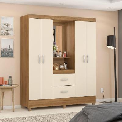 Guarda Roupa Casal Vila Boreal 4 Portas de Bater 2 Gavetas MDP Amendola-Off White Demóbile