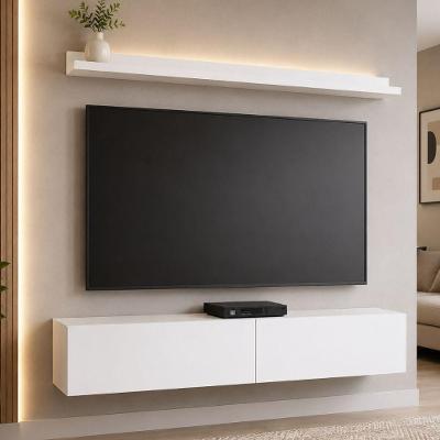 Painel para TV com Prateleira Aerea Argon 120CM MDP para Sala de Estar