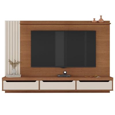 Painel para TV Cora 75 Polegadas MDP Ripado Cinamomo Off White Artely