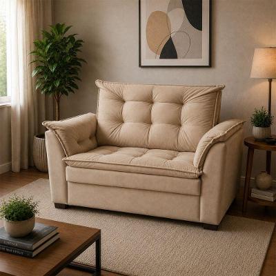 Sofá Alice 2 Lugares 140CM Café Suede Pequeno Confortável Império Decor