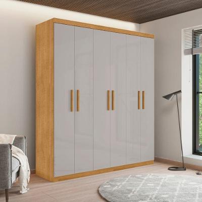 Guarda Roupa Casal Lince 6 Portas Bater 3 Gavetas MDP Naturalle-Off White Framar