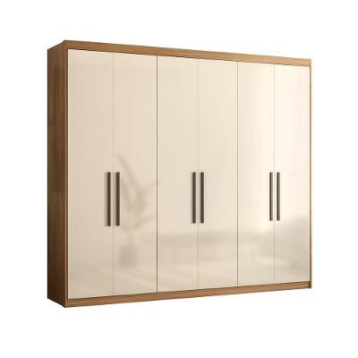 Guarda Roupa Casal Villa Savana 6 Portas 2 Gavetas MDF Amêndola Off White Demóbile