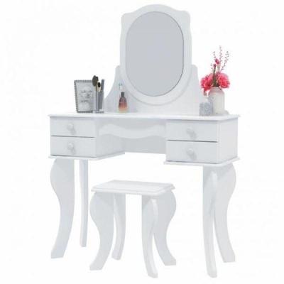 Penteadeira com Banqueta Princesa 4 Gavetas com Espelho MDF Branco