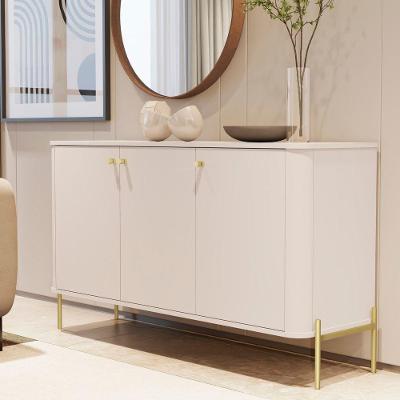 Buffet Brisa do Vale 3 Portas MDP 133CM Off White e Dourado Bechara Móveis