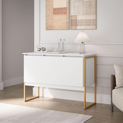 Balcão Aquarela Industrial 3 Portas MDP 120CM Branco e Dourado Casah