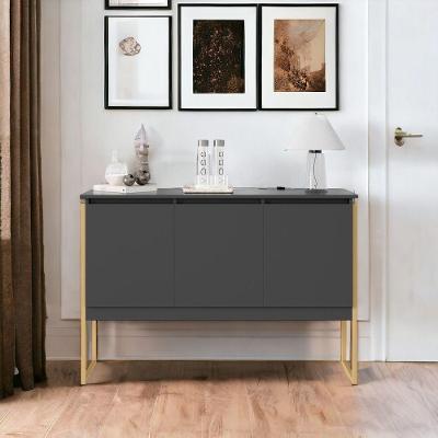 Buffet Brisa Alta Industrial 3 Portas MDP Preto Dourado Casah