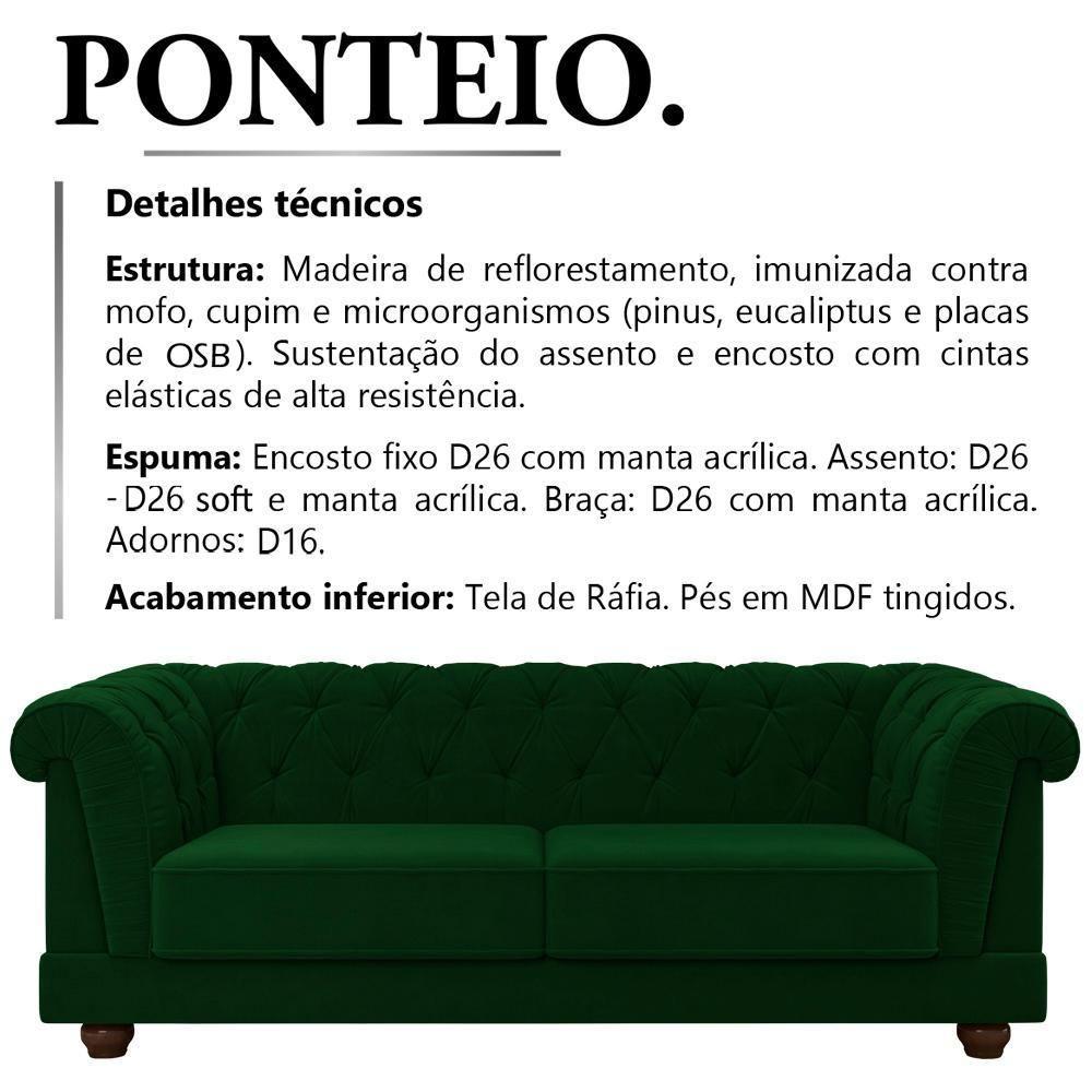 Sofa 2 Lugares 190 Cm Ponteio Veludo Sl 947 Moll Sl 947 - 7