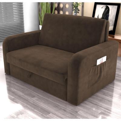 Sofá Cama Jade 2 Lugares 140CM Marrom Veludo Baú Matrix