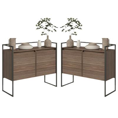 Conjunto Buffet e Aparador Lavínia Industrial 2 Portas MDP 100,9CM Affara Plata Móveis